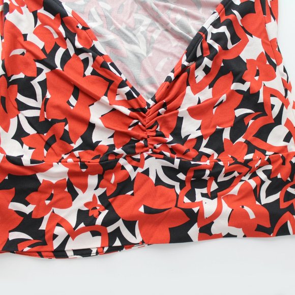 Diane Von Furstenberg DVF Silk knit drape front low back halter top sz 12 floral - Picture 4 of 10